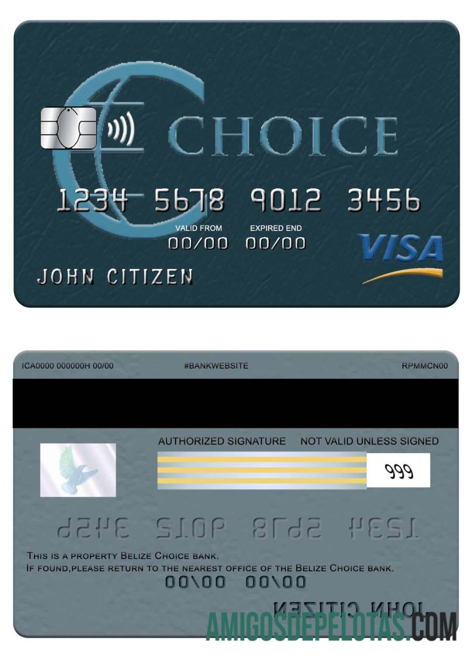 Belize Choice bank visa kartu desain