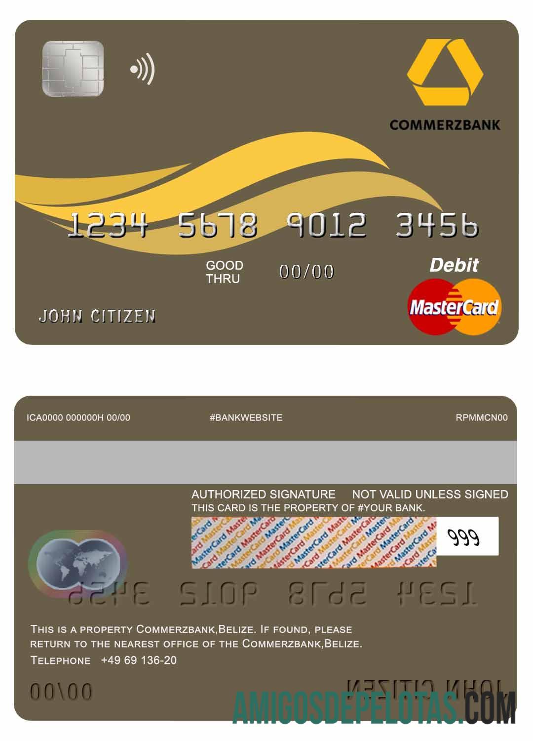 Belize Commerzbank mastercard templat