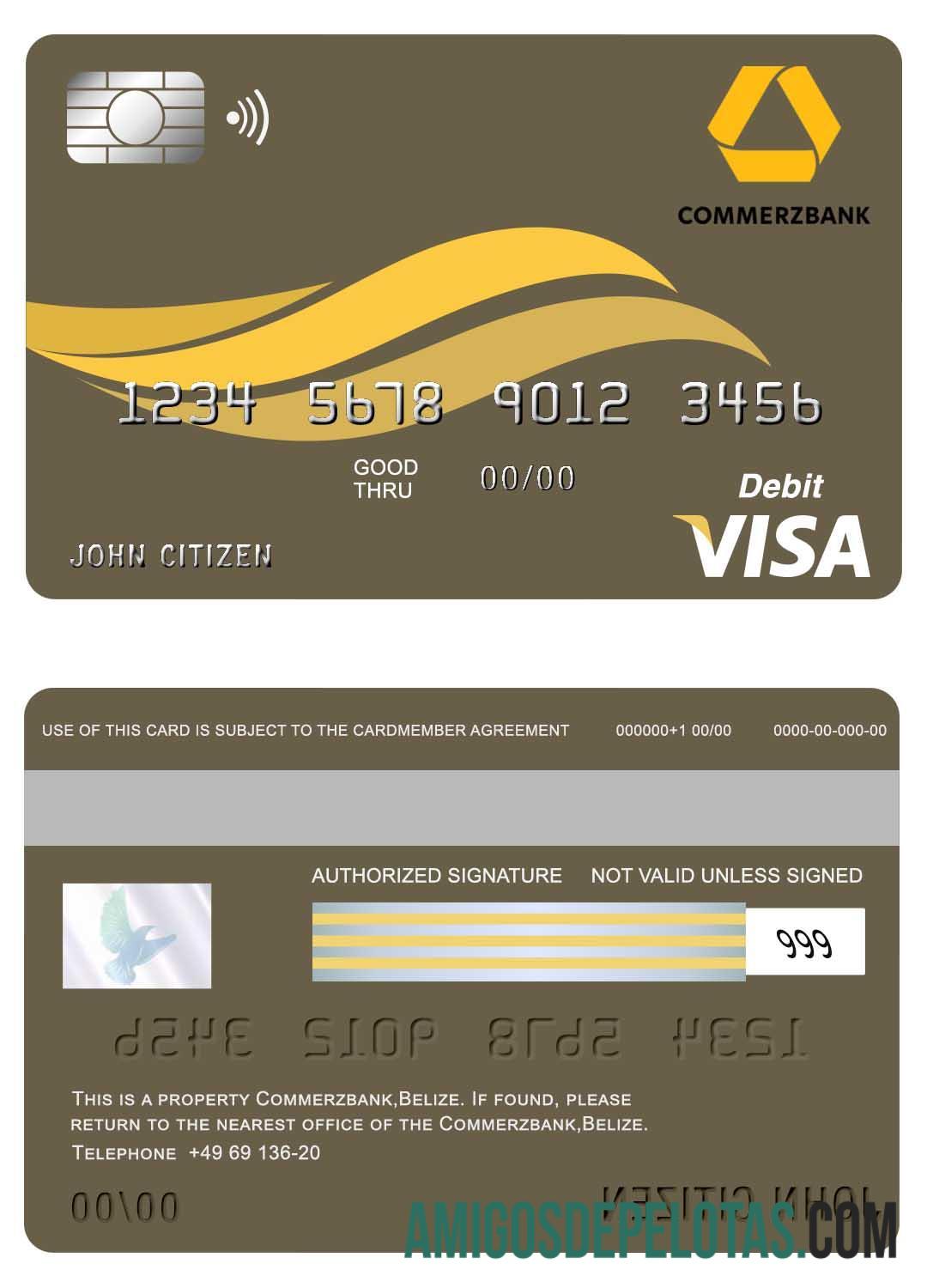 Belize Commerzbank visa kartu pratinjau