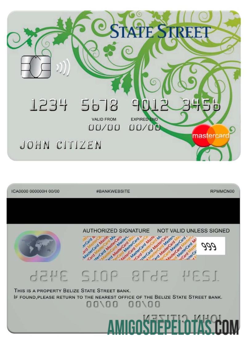 Belize State Street bank mastercard desain