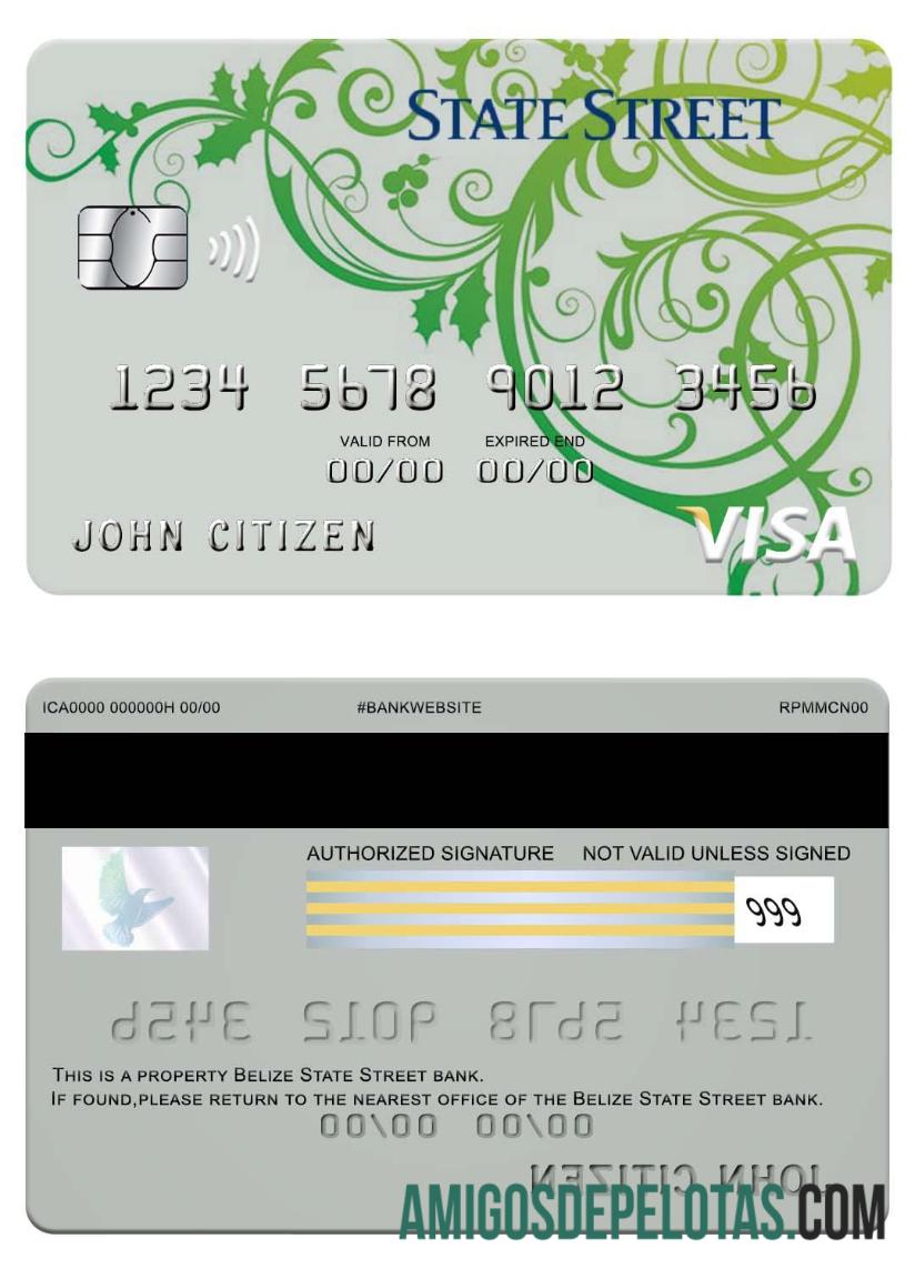Belize State Street bank visa kartu templat