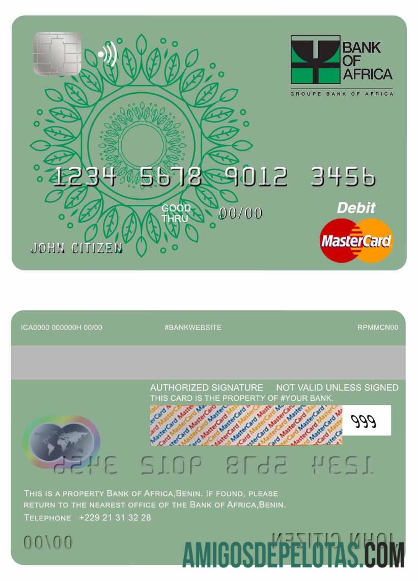 Benin bank of Africa mastercard templat