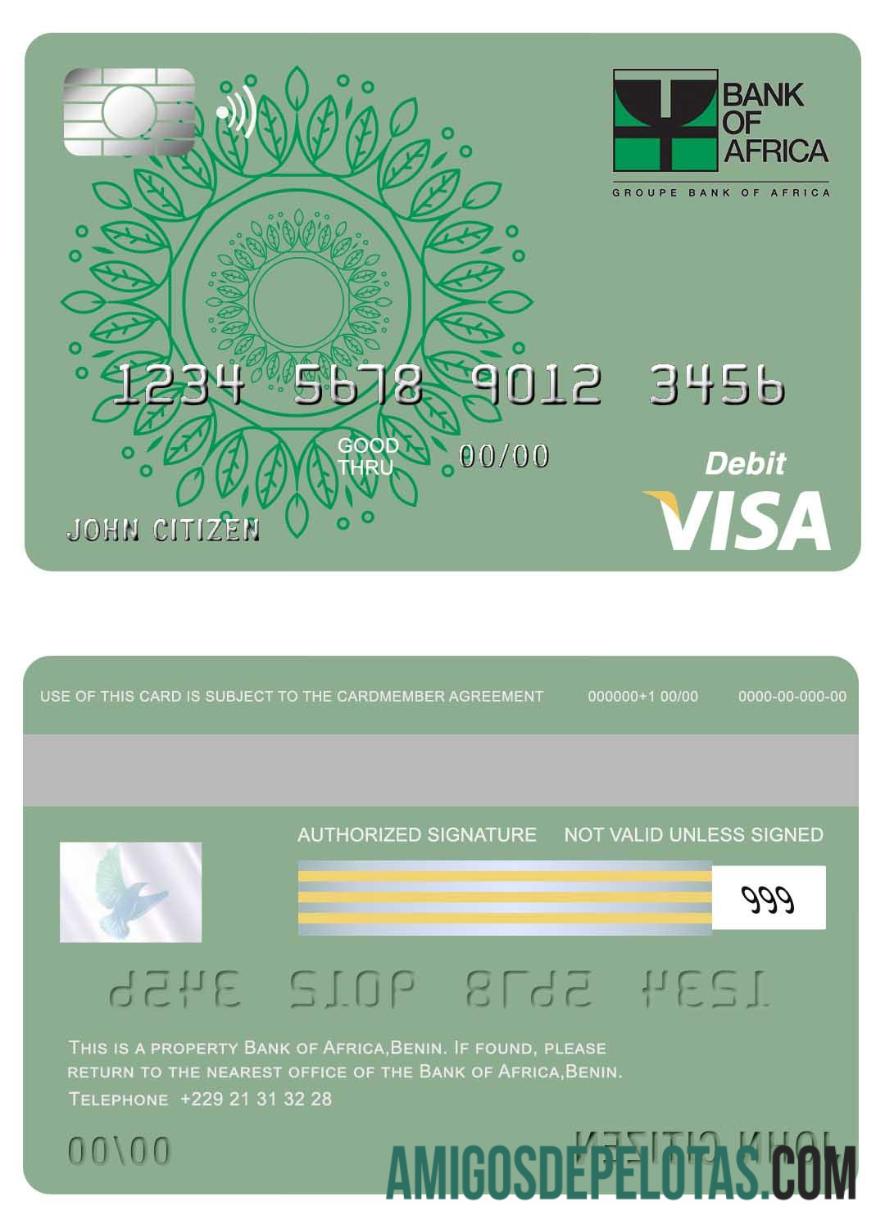 Benin bank of Africa visa kartu sampel