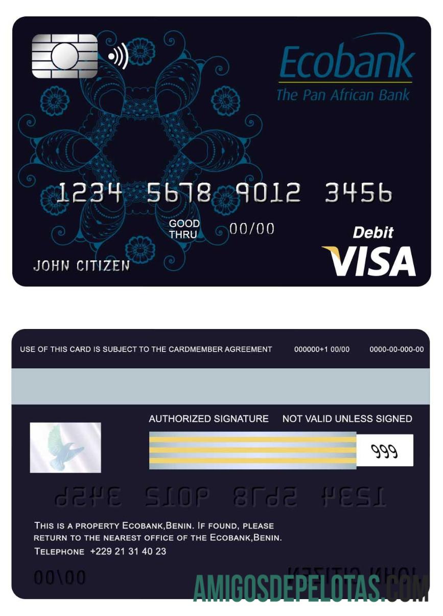 Benin Ecobank visa kartu pratinjau