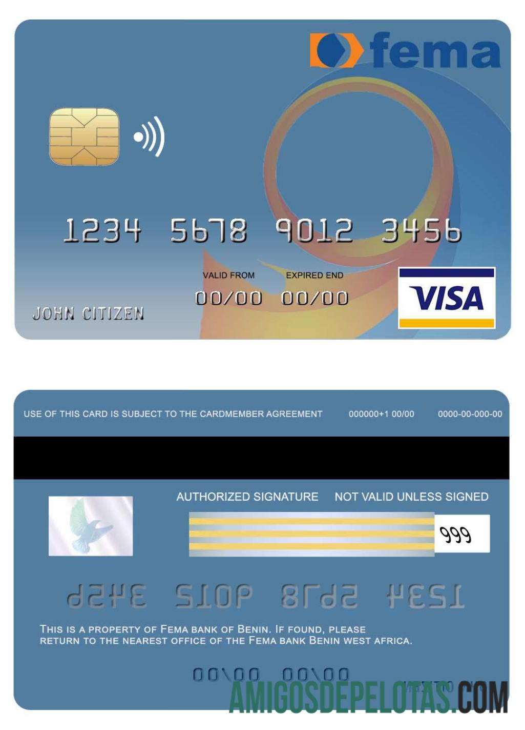 Benin Fema bank visa kartu desain