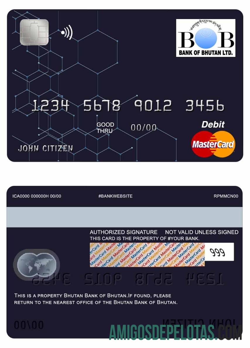 Bhutan bank of Bhutan mastercard desain