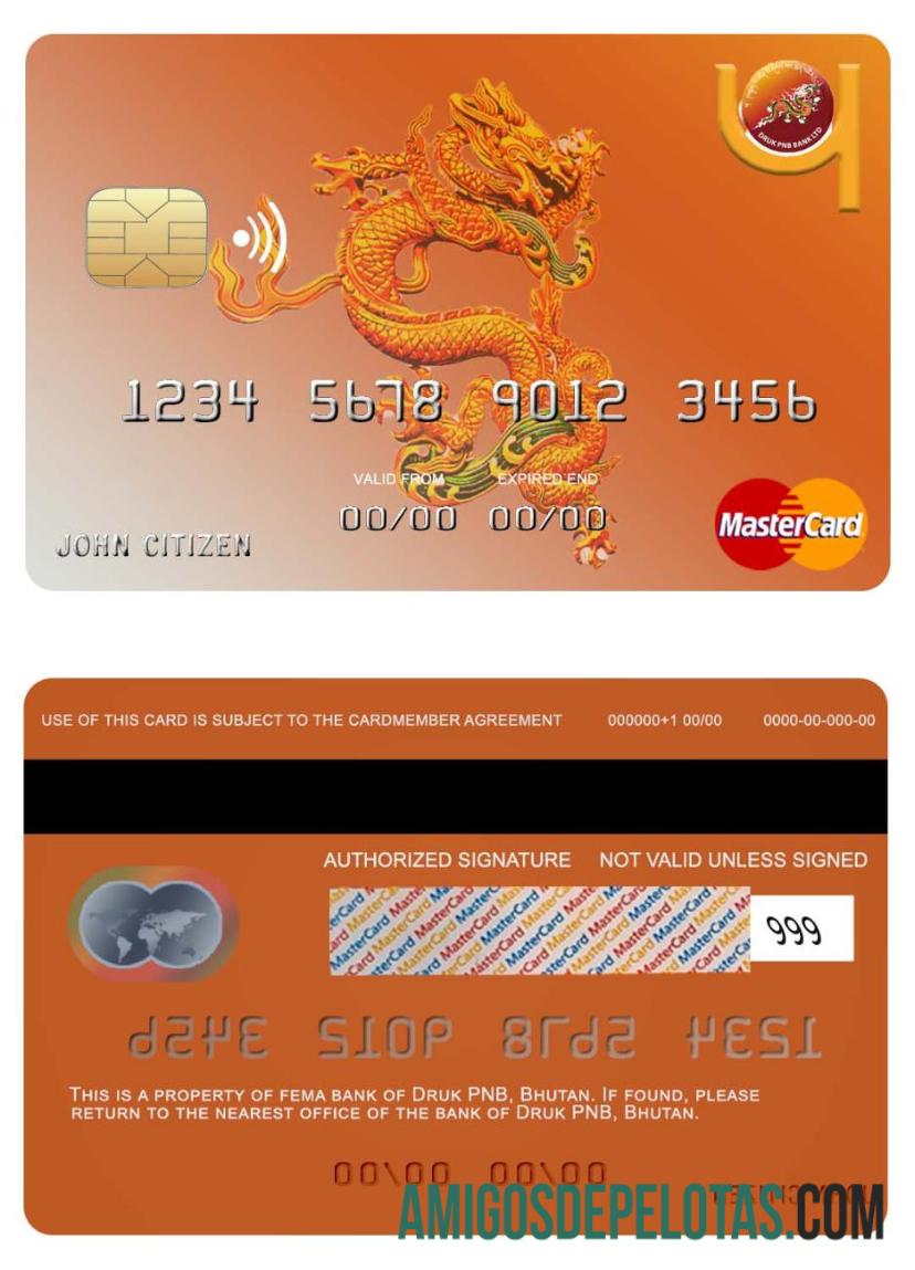 Bhutan Druk PNB bank mastercard desain