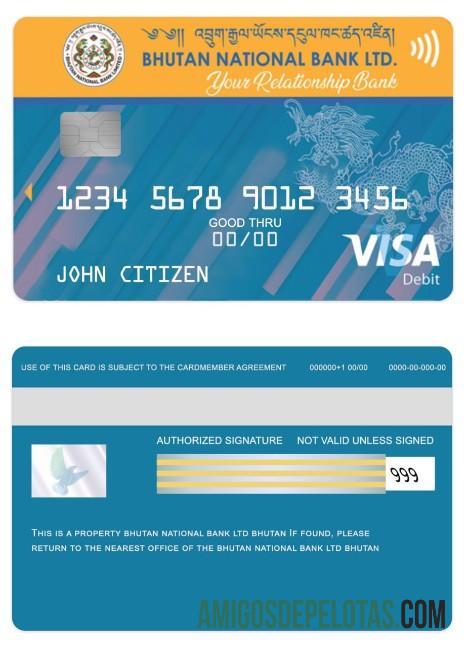 Bhutan nasional bank LTD visa Debit kartu sampel