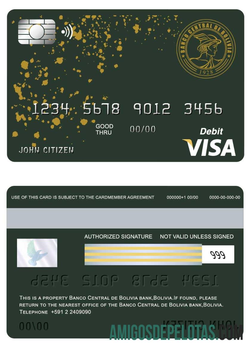Bolivia Banco Central de Bolivia bank visa kartu sampel