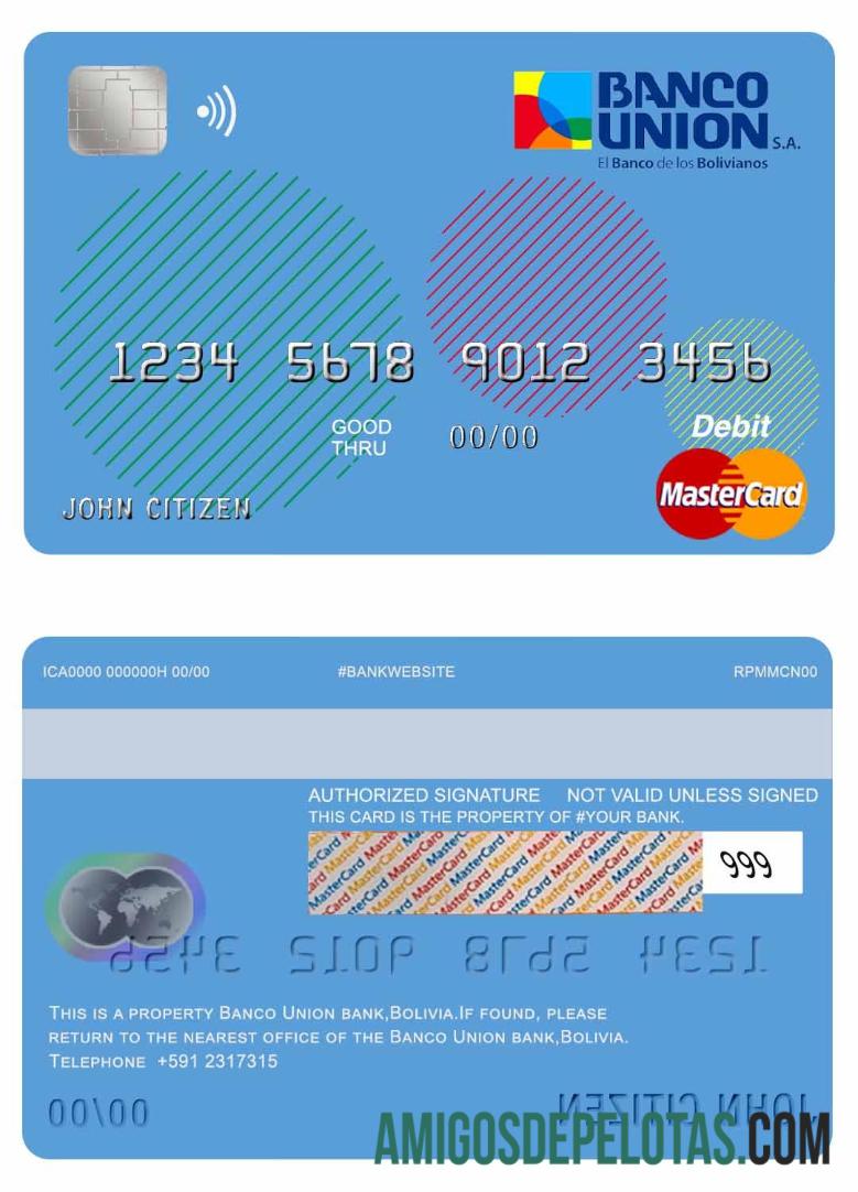 Bolivia Banco serikat bank mastercard Debit kartu makering