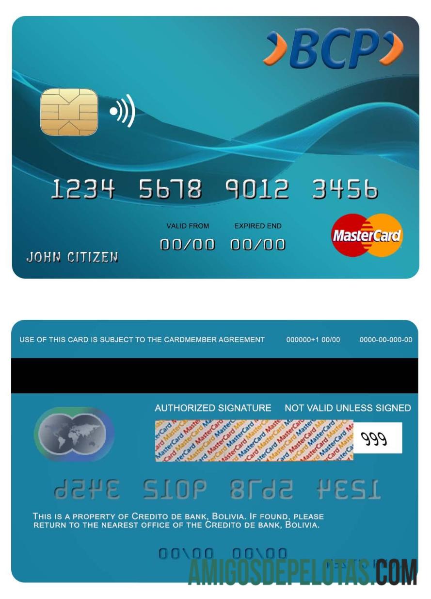 Bolovia Credito bank mastercard desain