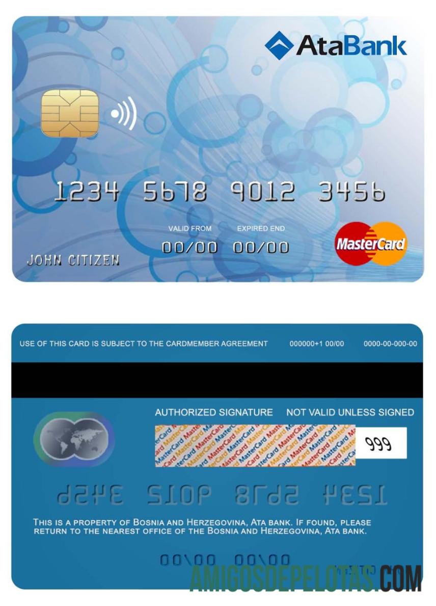 Bosnia dan Herzegovina Ata bank mastercard templat