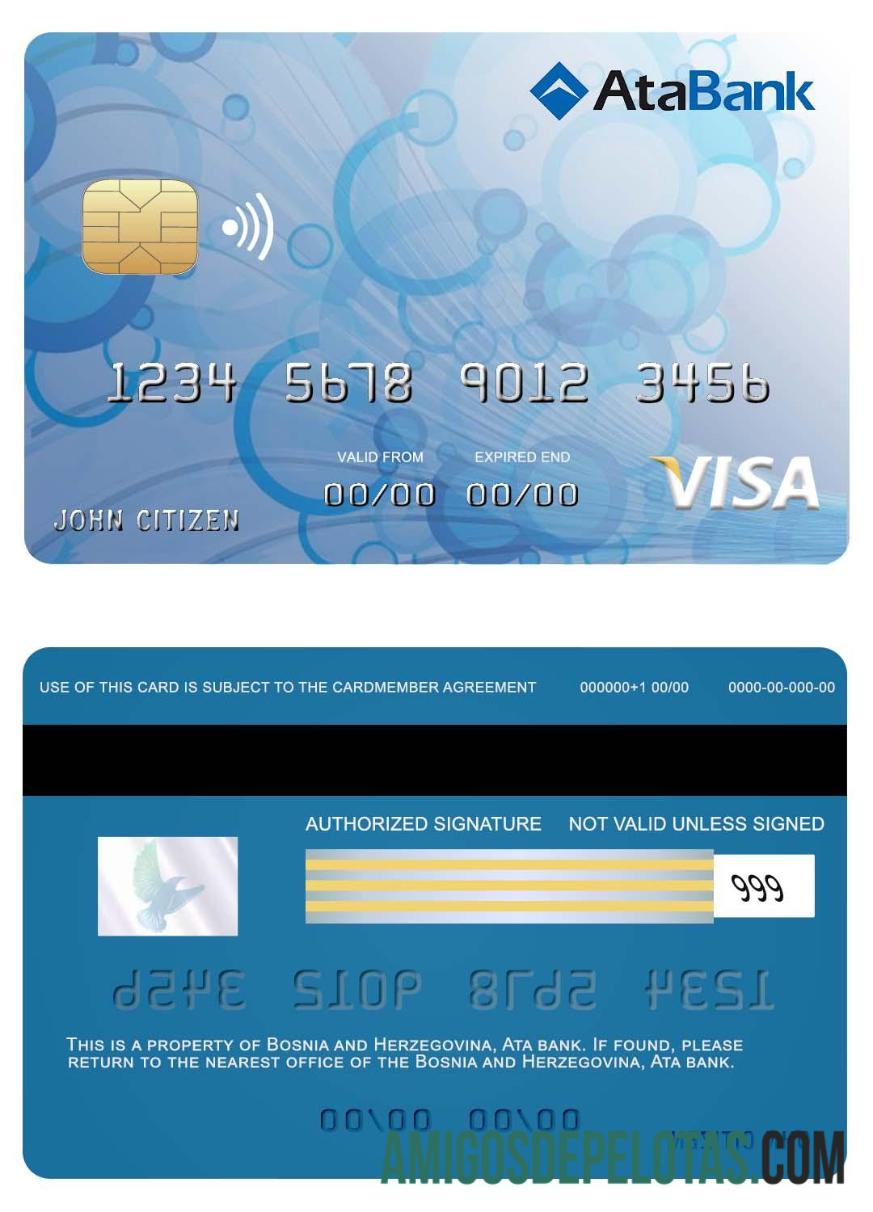 Bosnia dan Herzegovina Ata bank visa kartu desain