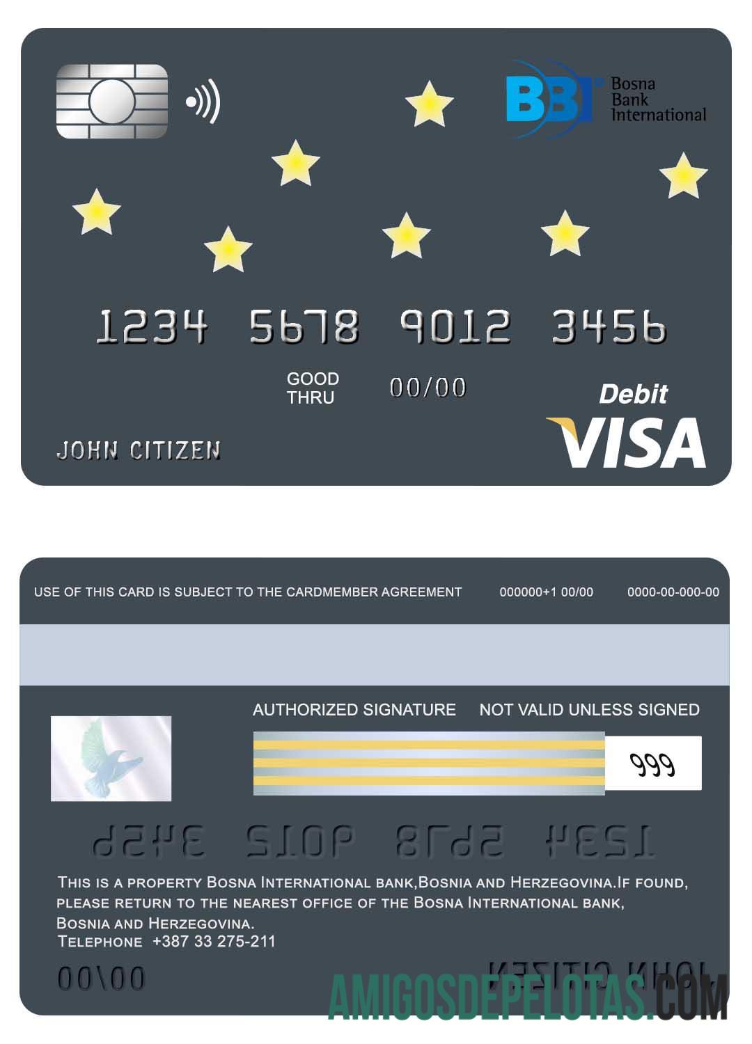 Bosnia dan Herzegovina Bosna International bank visa kartu desain