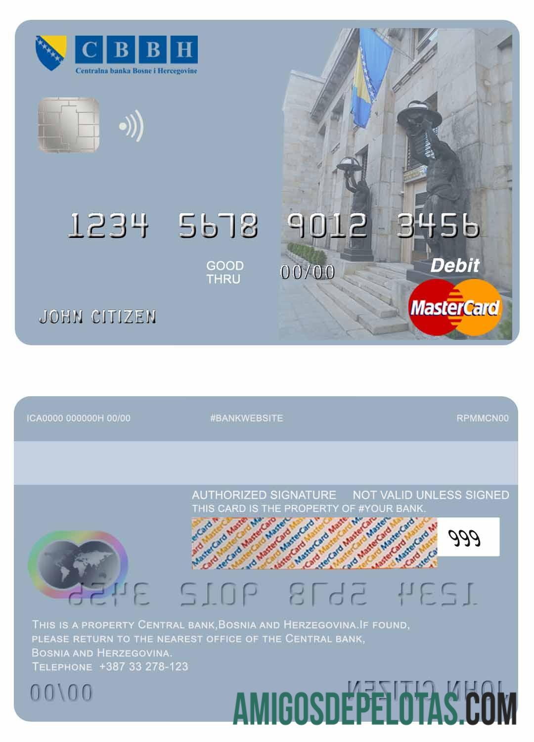 Bosnia dan Herzegovina Central bank mastercard sampel