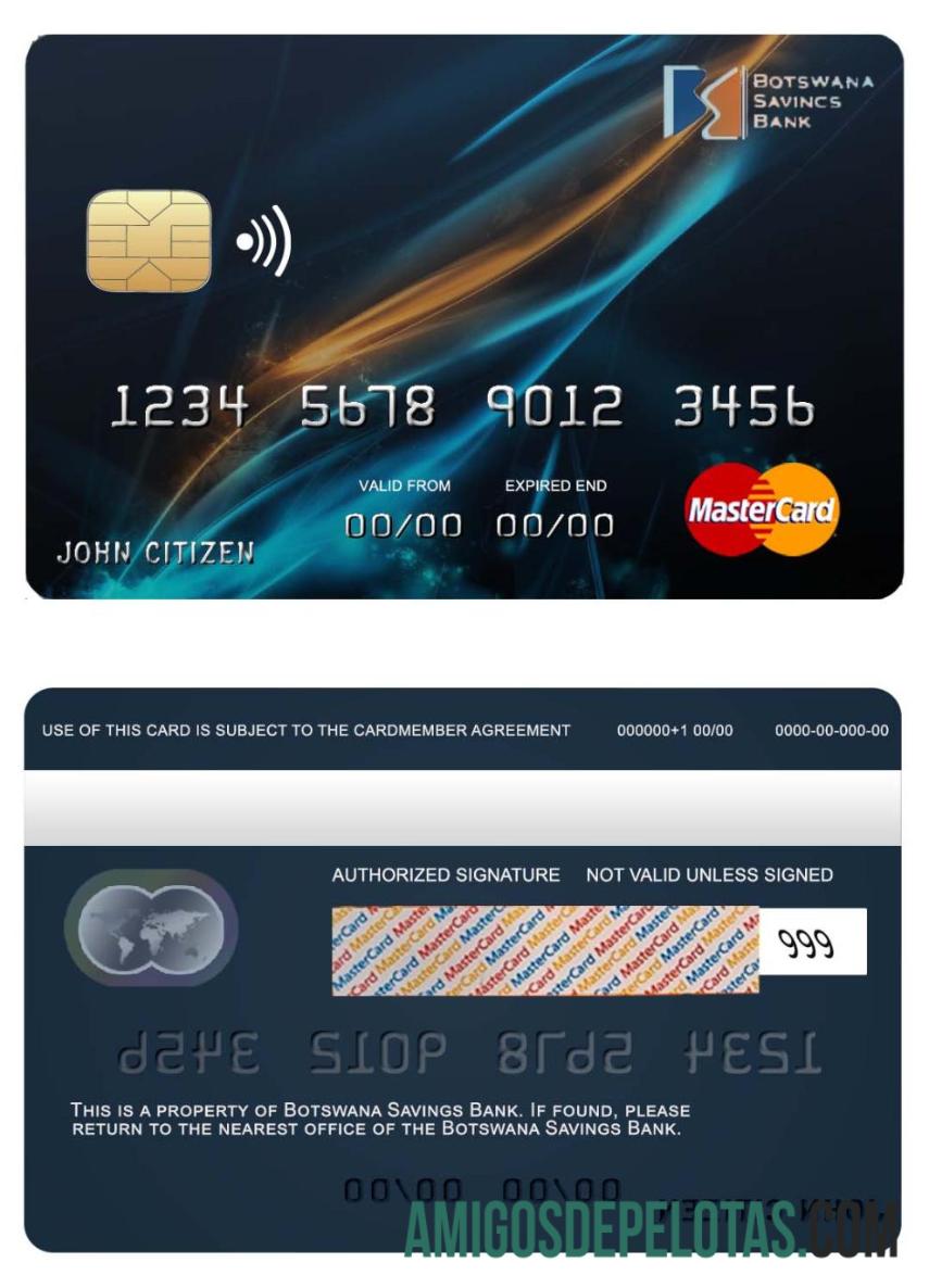 Botswana Savings bank mastercard sampel