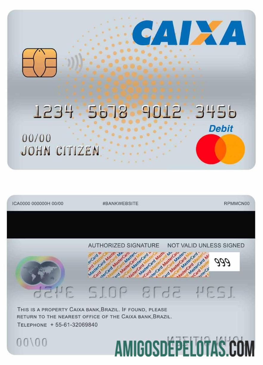 Brasil Caixa bank master Debit kartu sampel