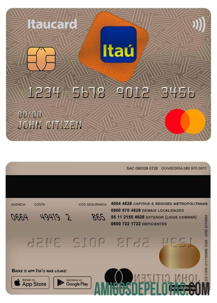 Brasil Itau╠ü bank master kartu sampel