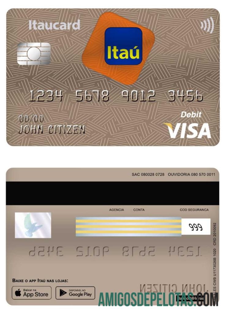 Brasil Itau╠ü bank visa kartu Debit templat
