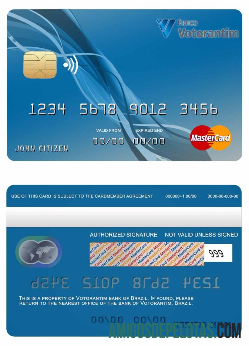 Brasil Votorantim bank mastercard templat