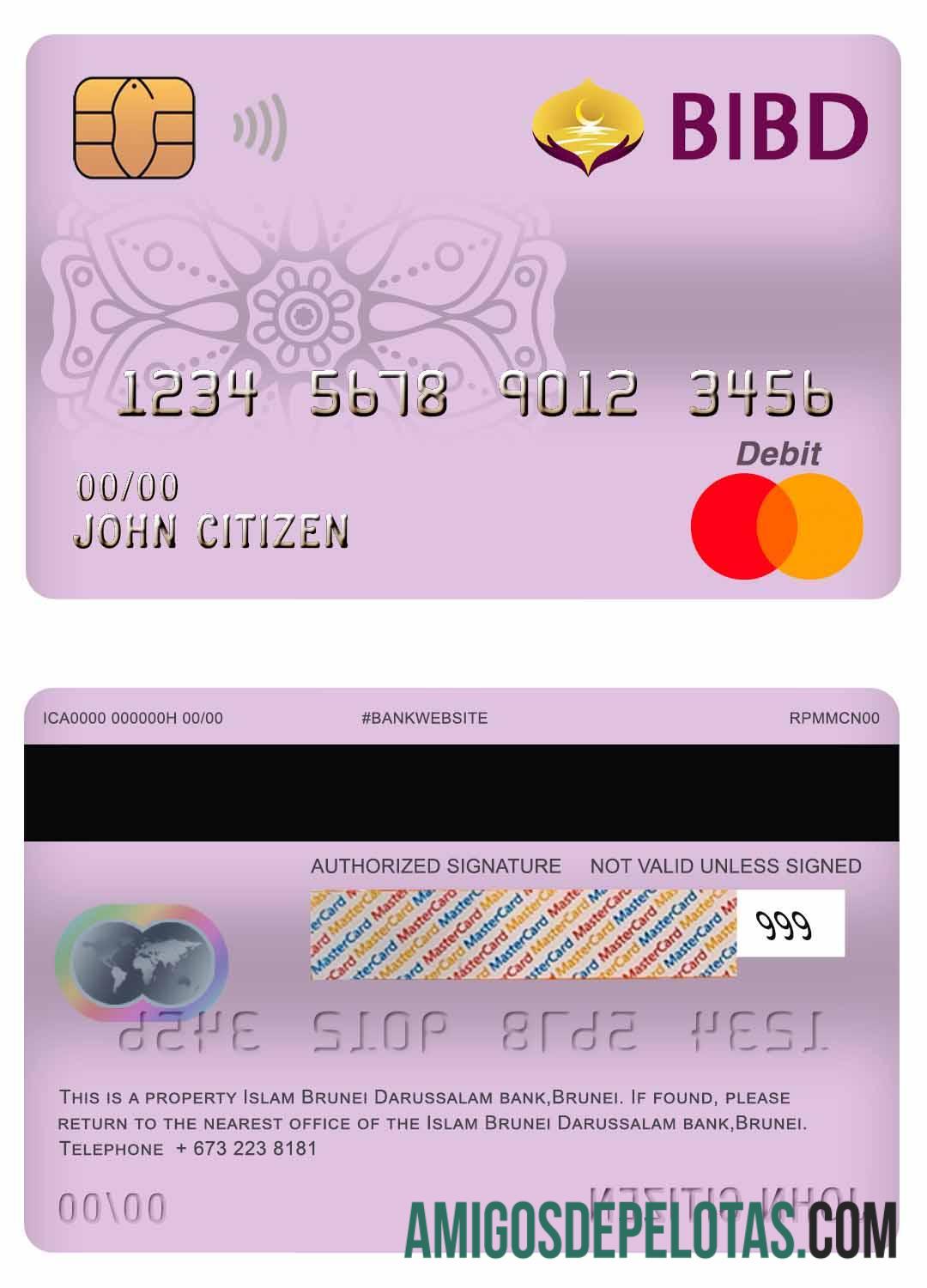 Brunei bank Islam Brunei Darussalam bank mastercard Debit kartu sampel