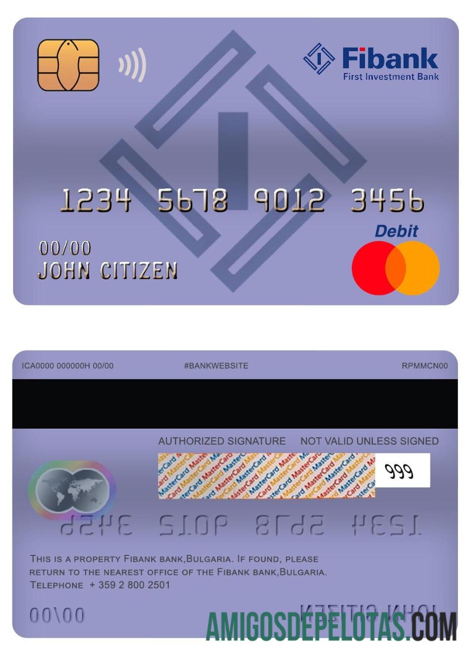 Bulgaria Fibank bank master Debit kartu pratinjau