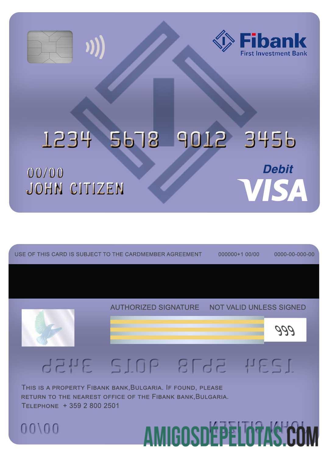 Bulgaria Fibank bank visa Debit kartu pratinjau