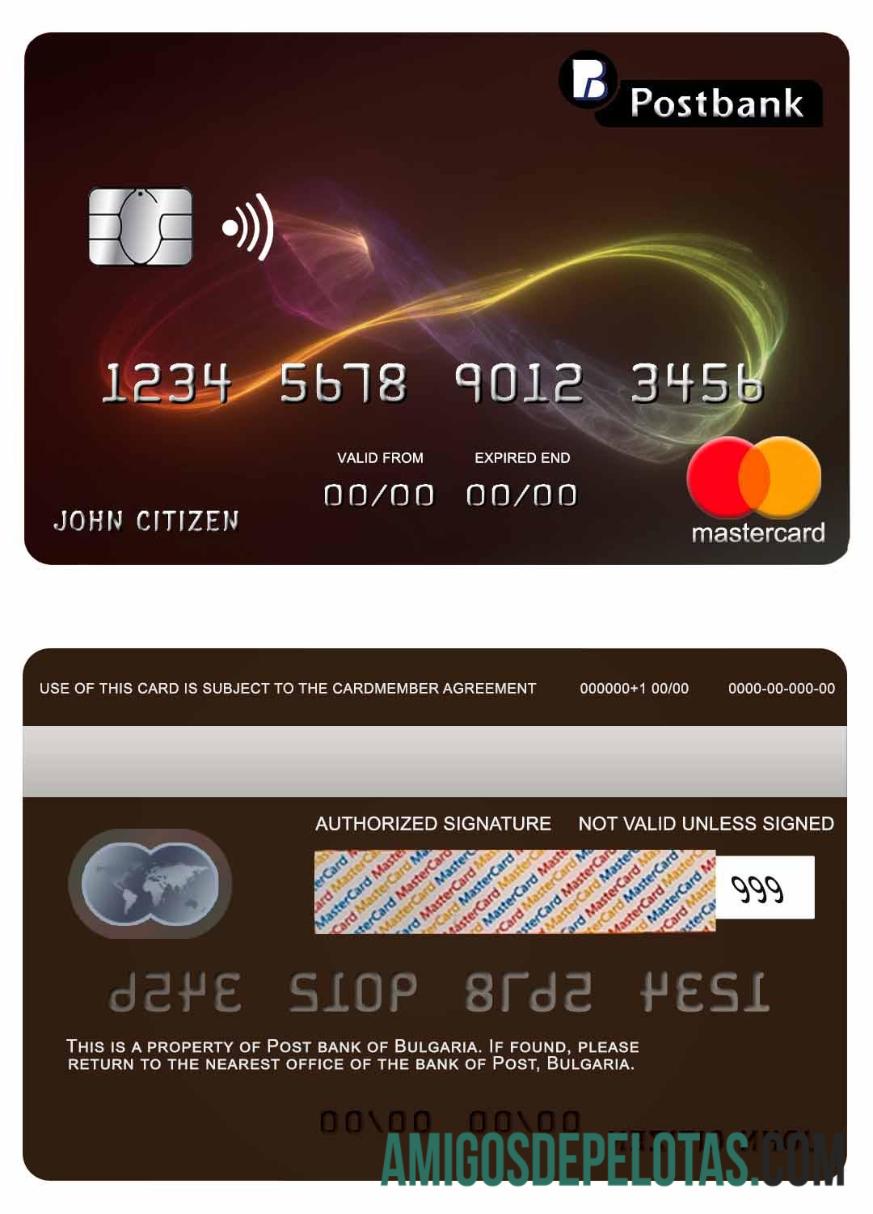 Bulgaria Post bank mastercard templat