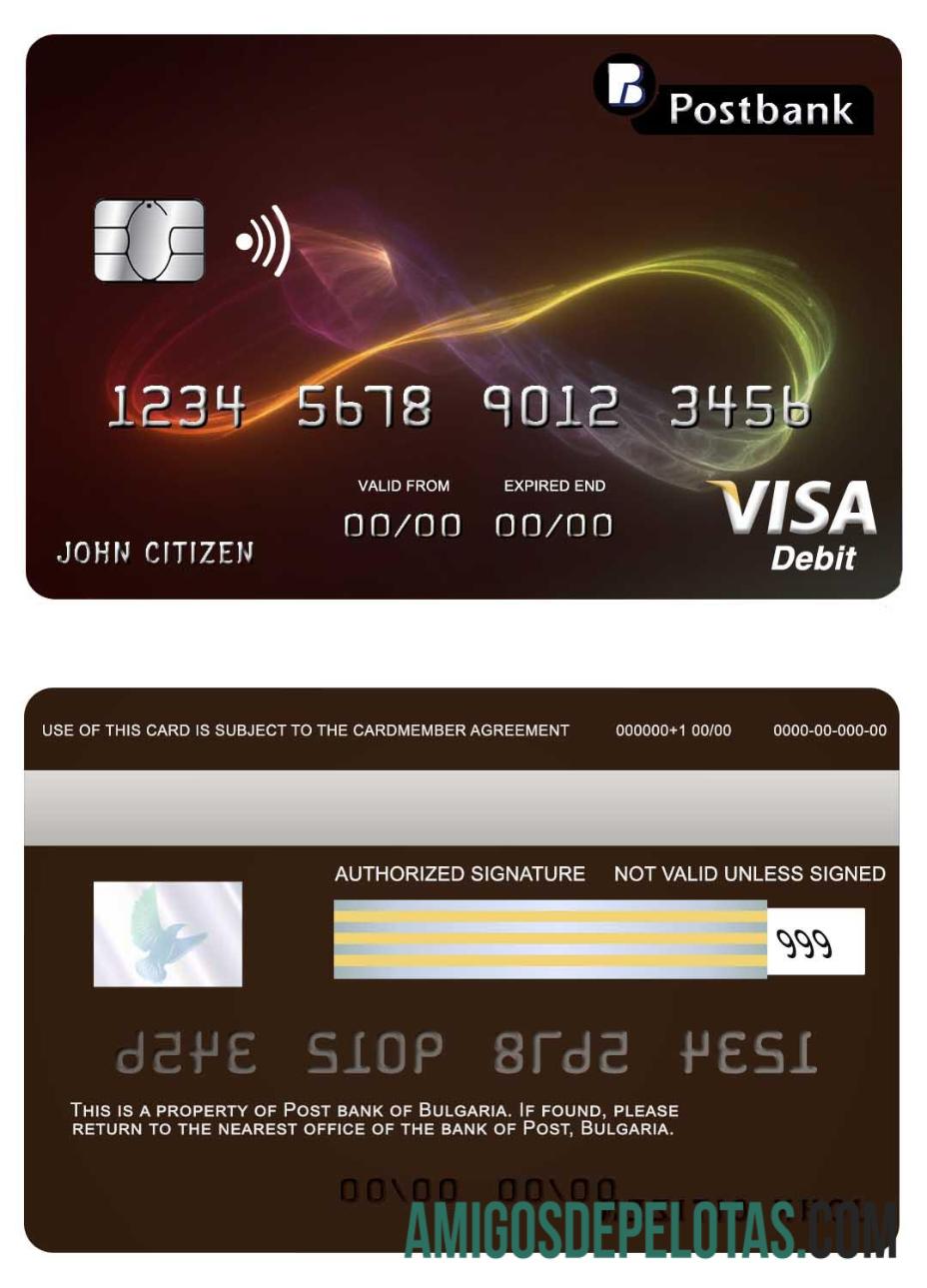 Bulgaria Post bank visa kartu desain