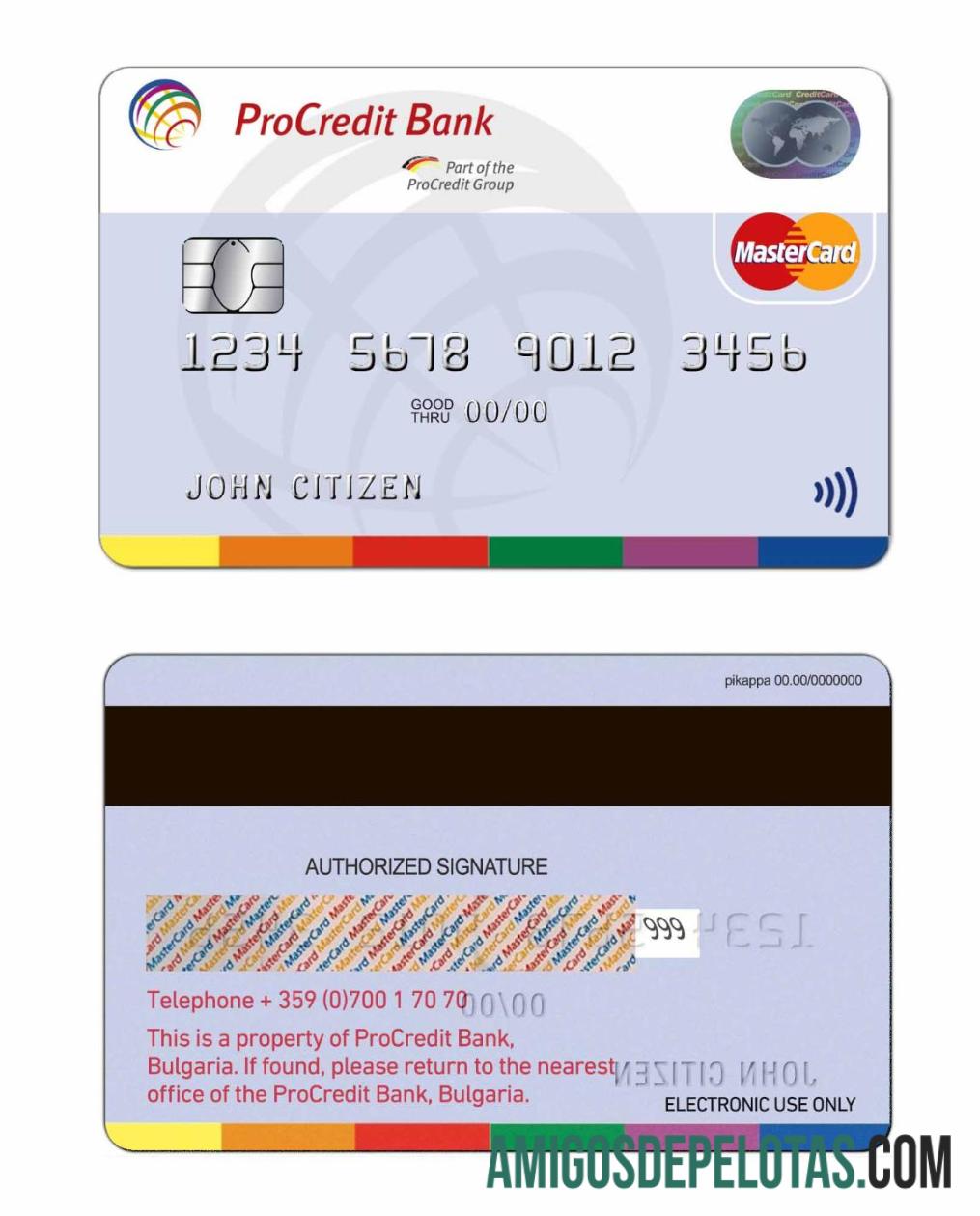 Bulgaria ProCredit bank mastercard desain