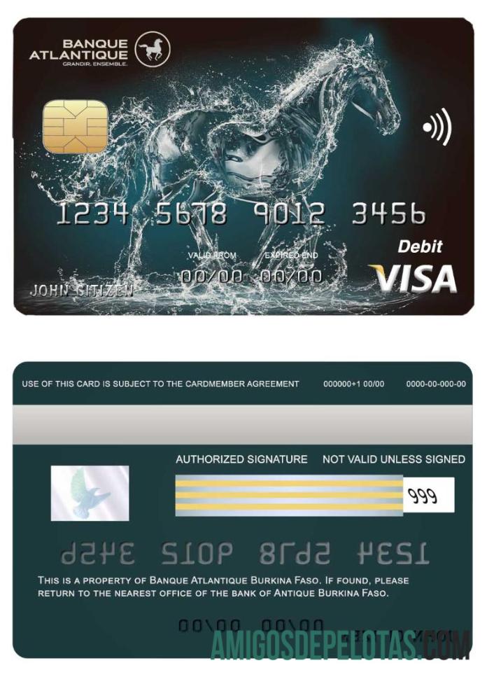 Burkina Faso Atlantique bank visa kartu templat