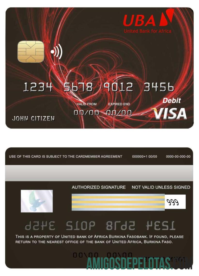 Burkina Faso United bank Africa visa kartu templat