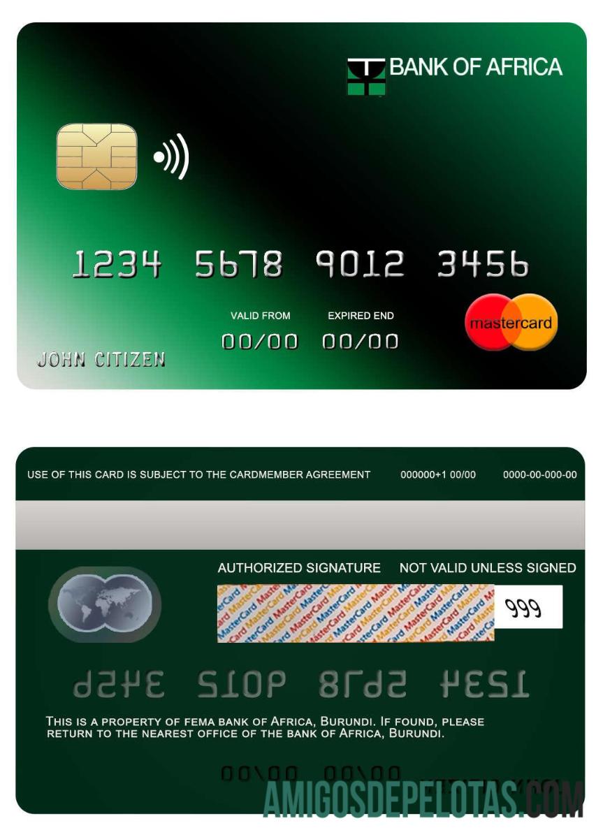 Burundi Africa bank mastercard sampel