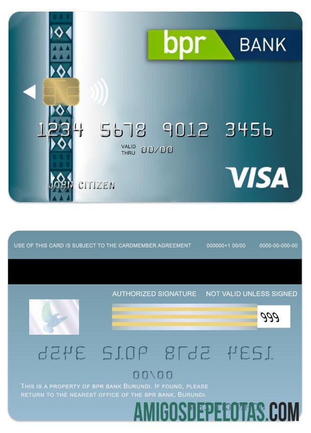 Burundi BPR bank visa classic Kredit kartu templat
