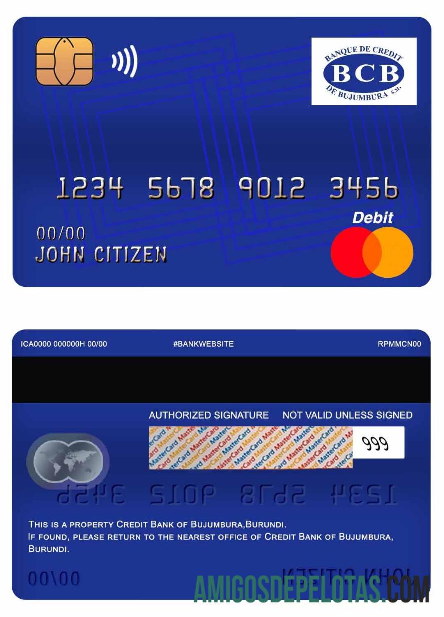 Burundi Kredit bank of Bujumbura master Debit kartu desain