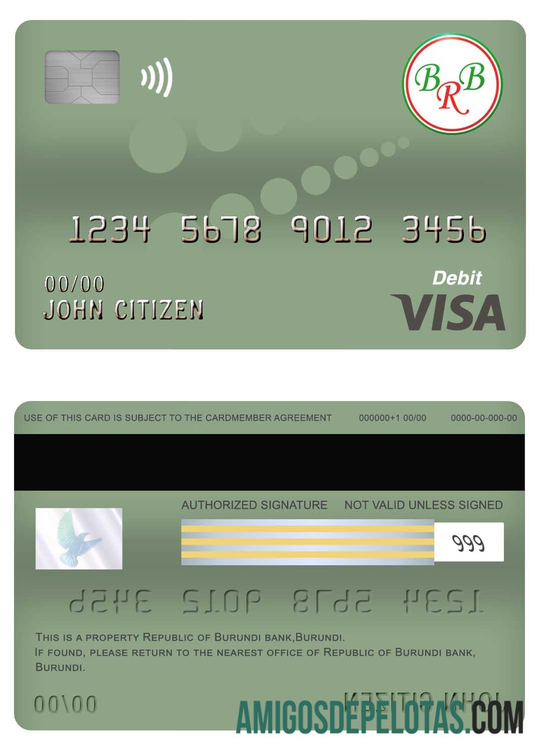 Burundi bank of the republic of Burundi visa Debit kartu desain