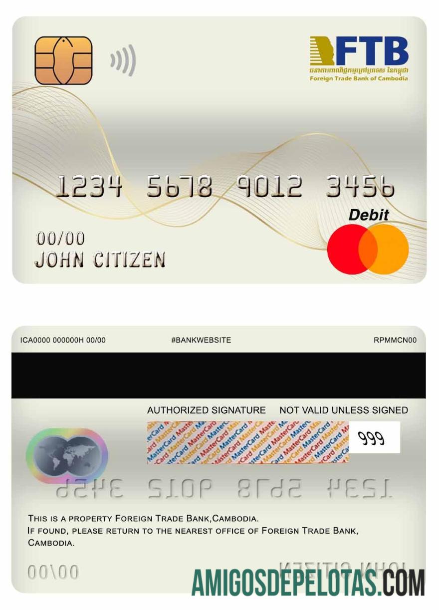 Kamboja Foreign Trade bank master Debit kartu makering