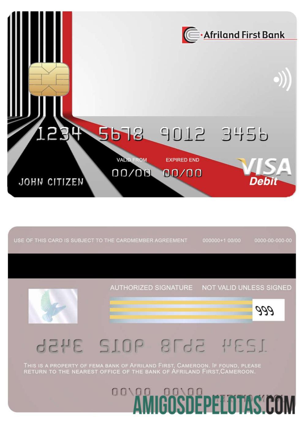 Kamerun Afriland First bank visa kartu templat