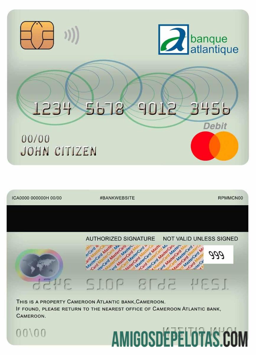 Kamerun Atlantic bank mastercard Debit kartu sampel