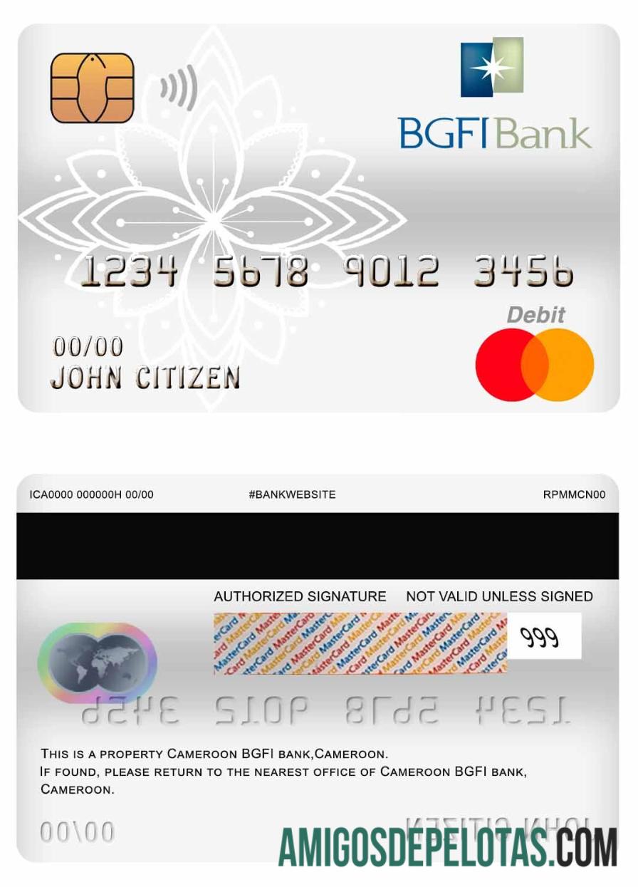 Kamerun BGFI bank master Debit kartu templat