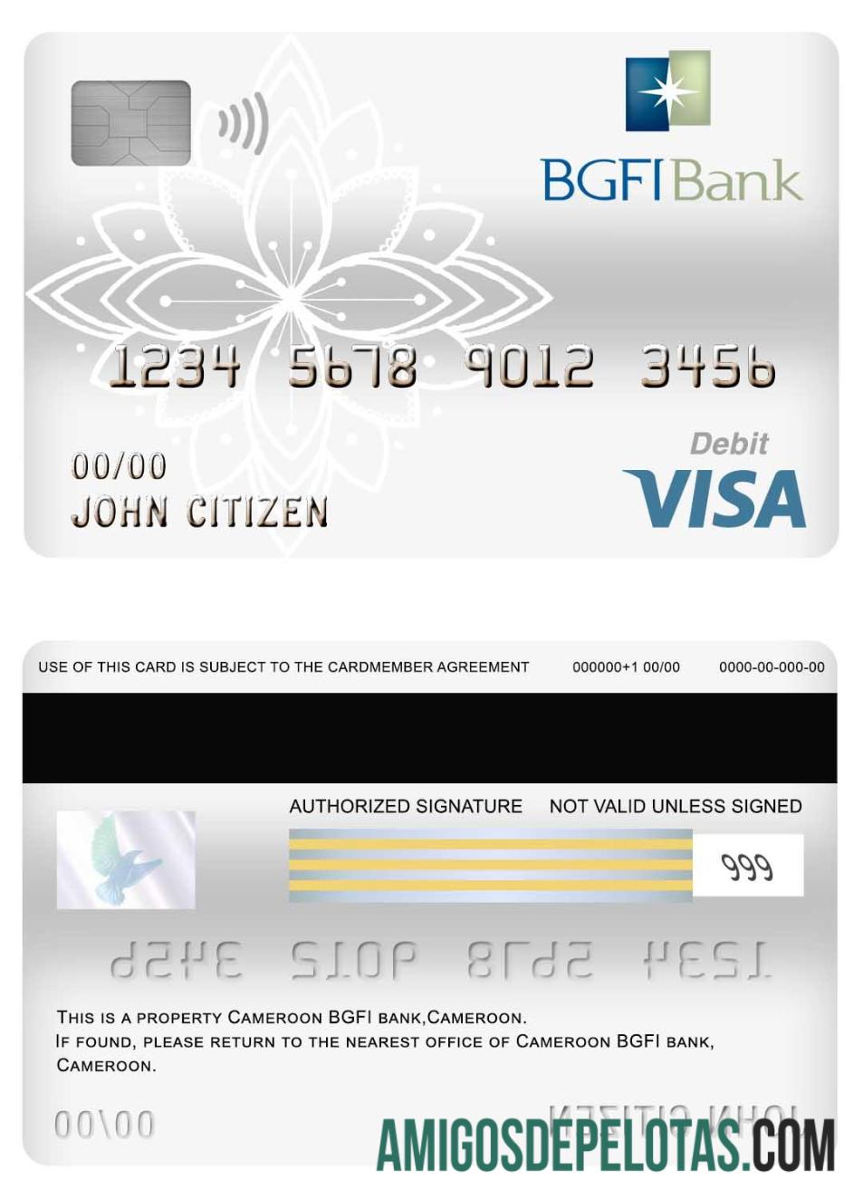 Kamerun BGFI bank visa Debit kartu pratinjau