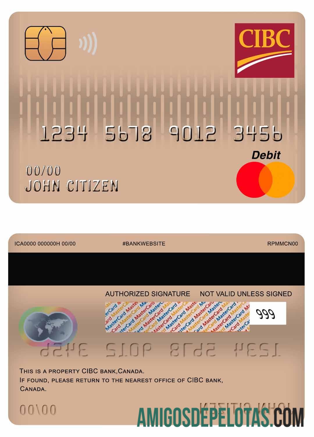 Kanada CIBC bank mastercard Debit kartu desain