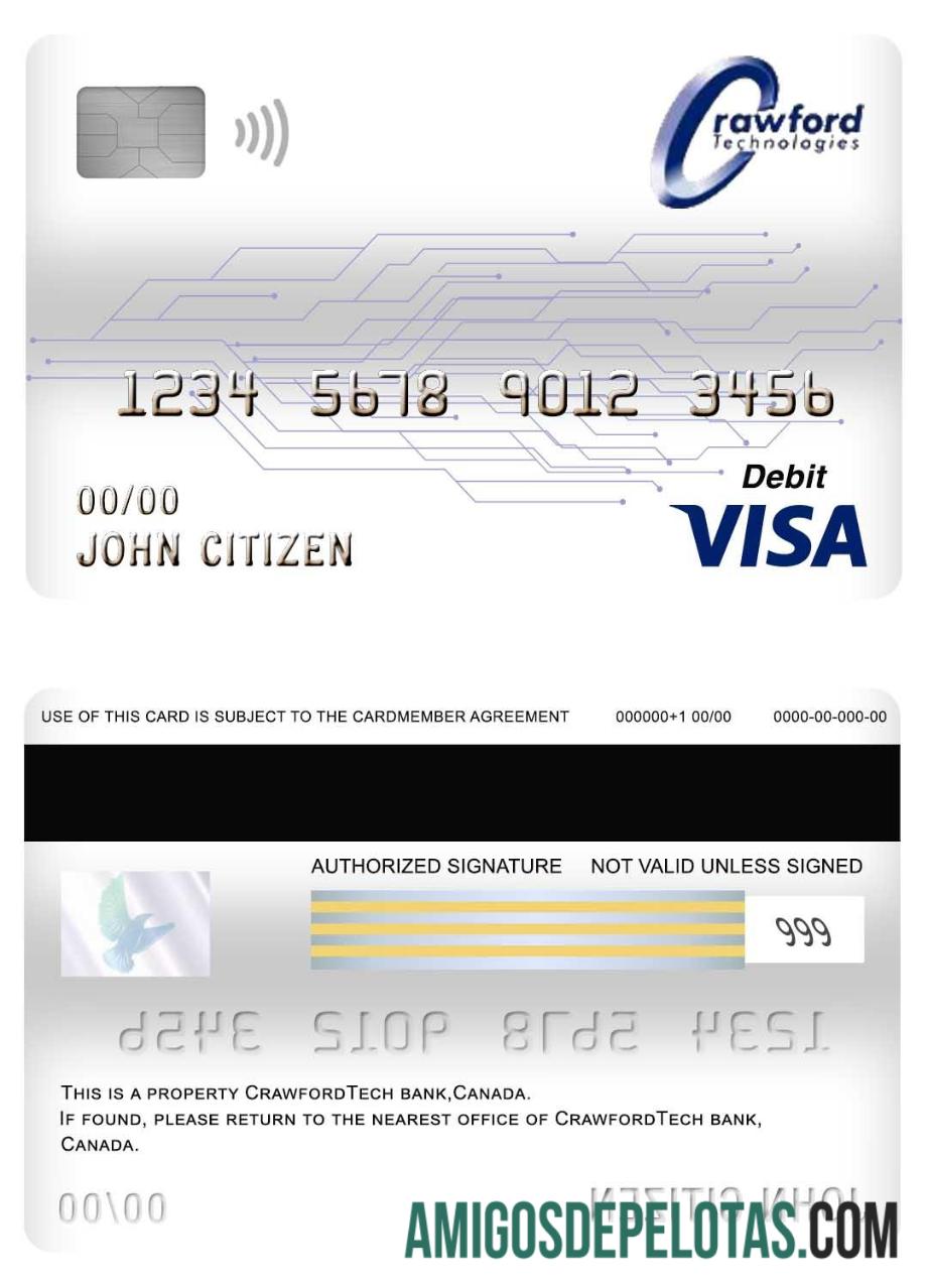 Kanada Crawfordtech bank visa Debit kartu makering