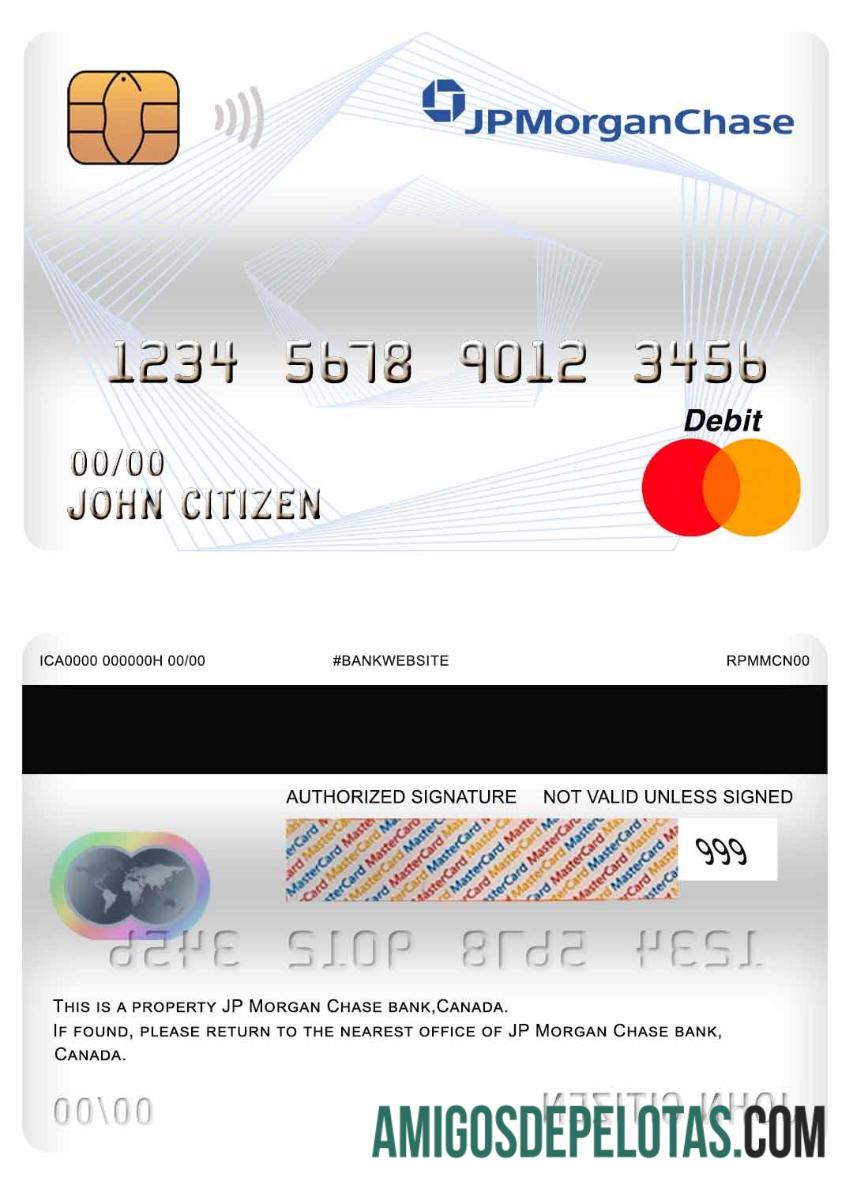 Kanada JP Morgan Chase bank mastercard Debit kartu makering