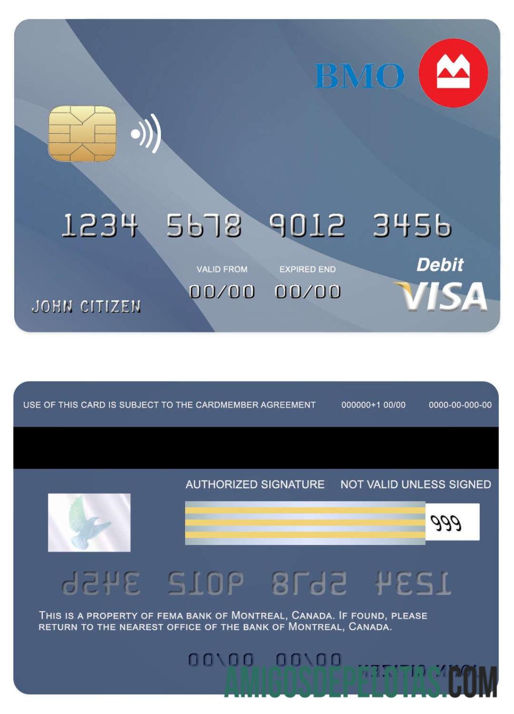 Kanada Montreal bank visa kartu desain