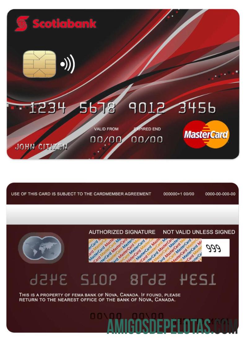 Kanada Nova bank mastercard sampel