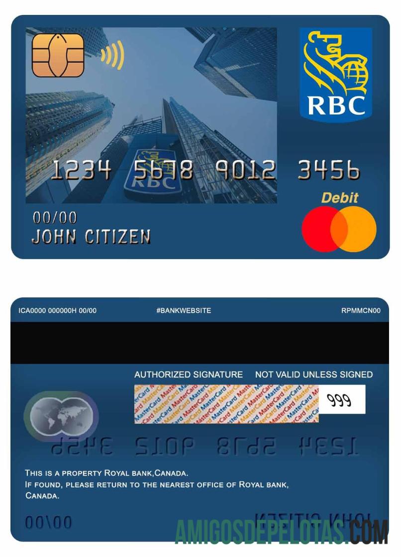 Kanada Royal bank mastercard Debit kartu sampel