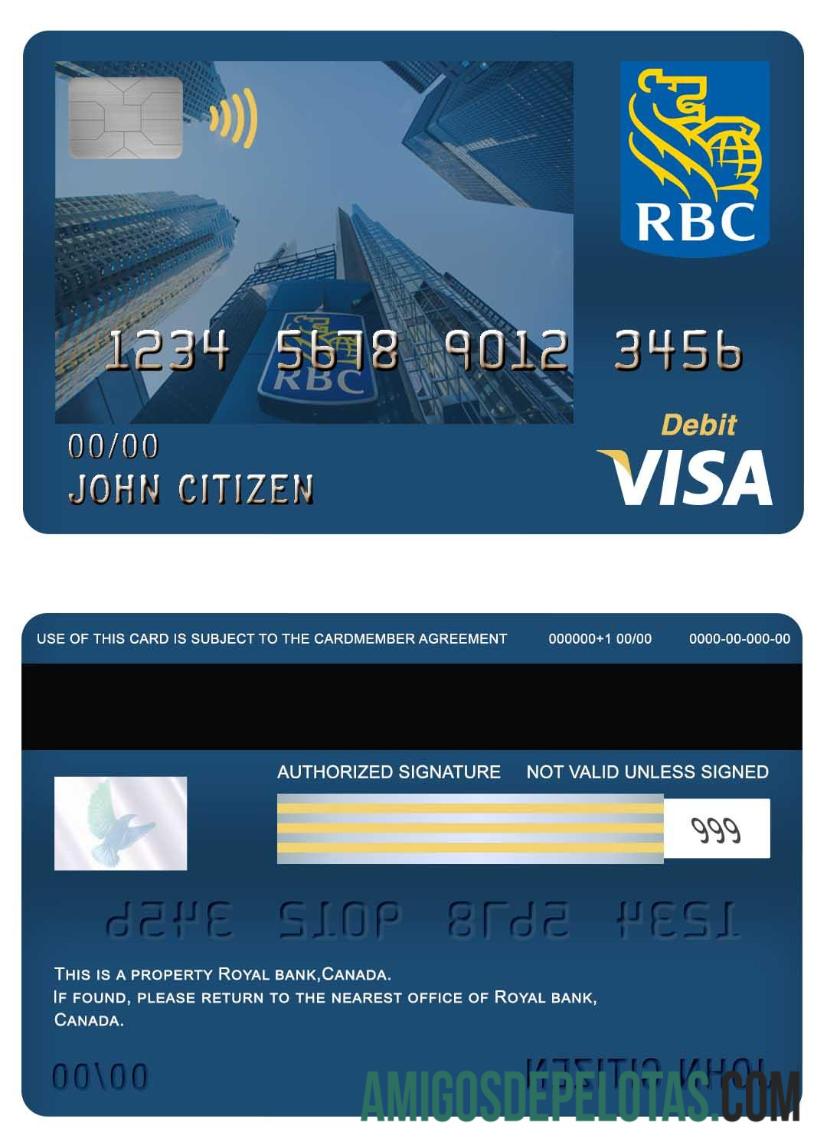 Kanada Royal bank visa Debit kartu templat