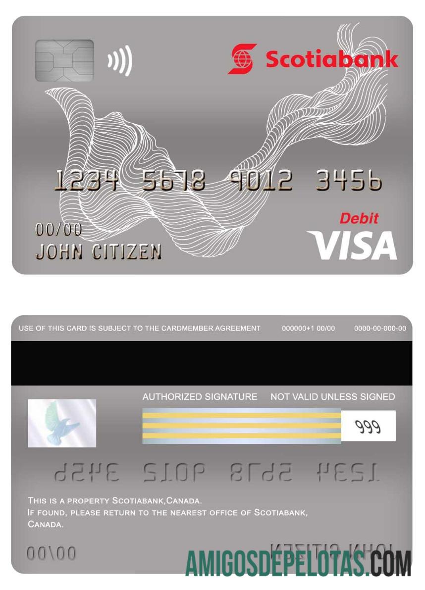 Kanada Scotiabank visa Debit kartu desain