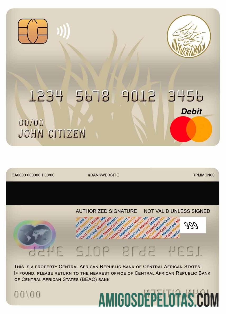 Republik Afrika Tengah bank of Central African States (BEAC) bank master Debit kartu pratinjau